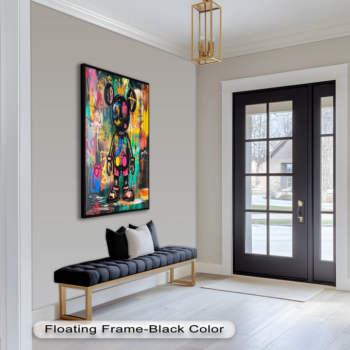 Crowned Chaos – Neon Royal KAWS Oil Painting