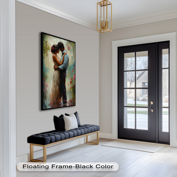 Romantic Couple Surrounded by Blooms - Love Oil Painting