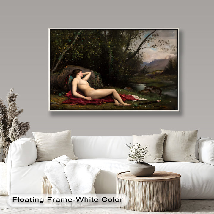 Reclining Diana – Classical Goddess in Nature Renaissance Oil Painting