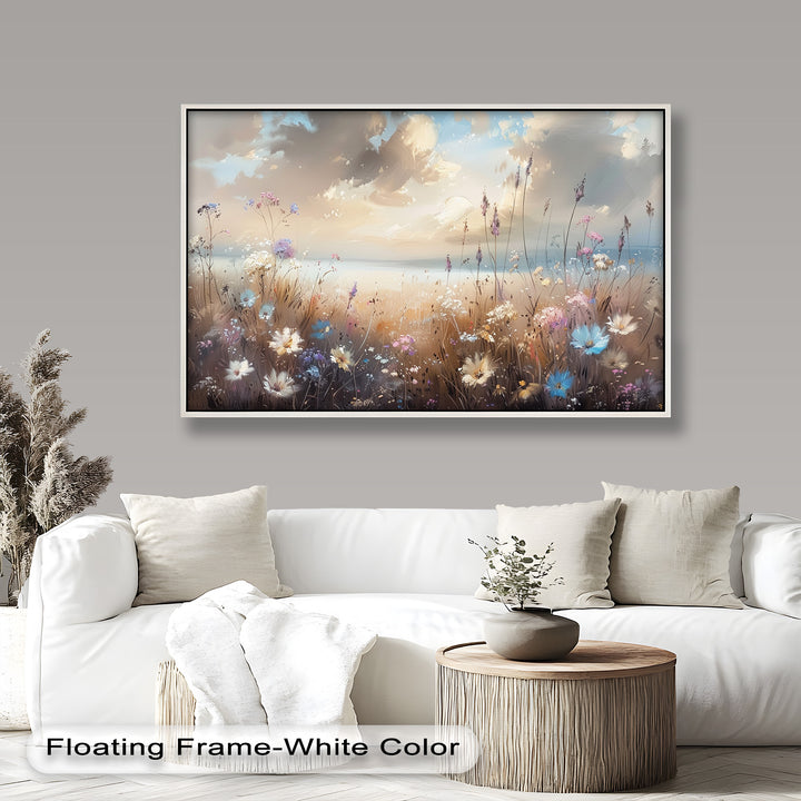Spring Wildflowers Landscape – Tranquil Nature Oil Painting