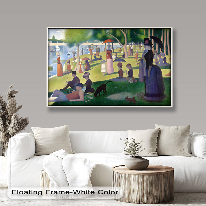 Sonntagsfreizeit am See – Pointillismus-Ölgemälde
