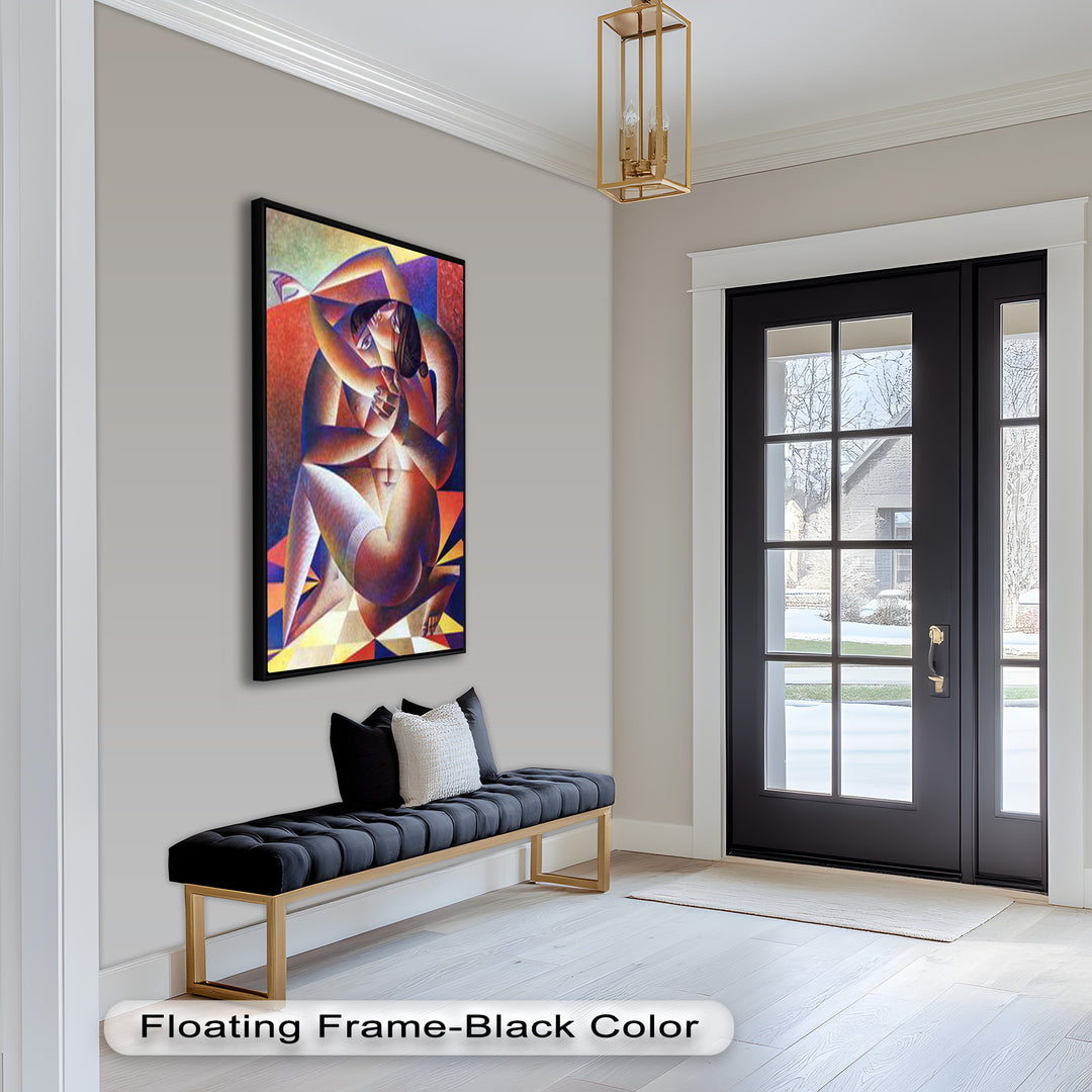 Entwined Forms – Abstract Lovers in Geometric Harmony Picasso Oil Painting