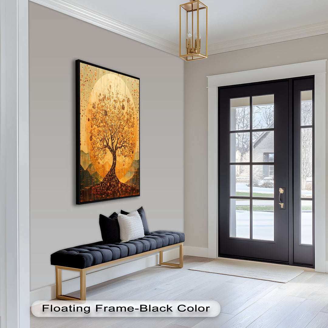 Tree of Light – Radiant Abstract Golden Tree Oil Painting