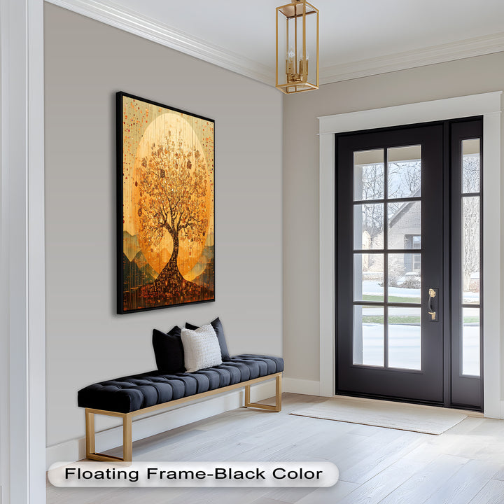 Tree of Light – Radiant Abstract Golden Tree Oil Painting