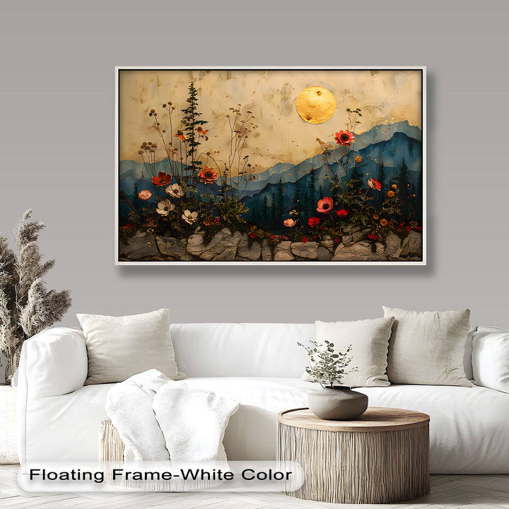 Golden Moon Wall Art-Forest Landscape Oil Painting