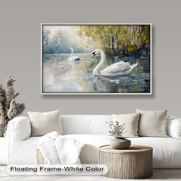 Swans on the Lake – Animal Oil Painting