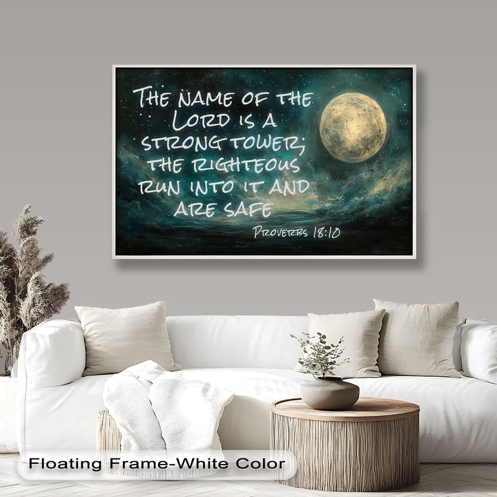 Proverbs 18:10 – Strong Tower Bible Verse Oil Painting
