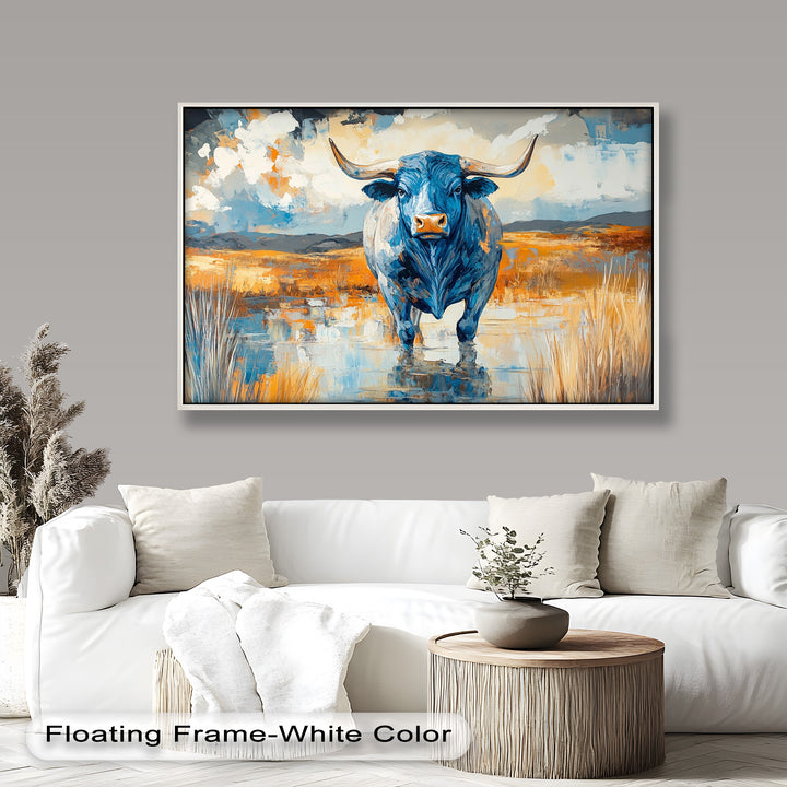Blue Desert Bull – Animal Oil Painting