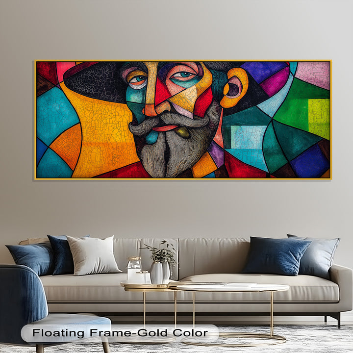 The Thinker’s Mosaic – Abstract Male Portrait Oil Painting