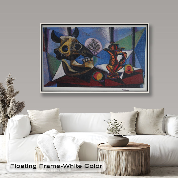 Still Life with Bull Skull – Symbolist Cubist Picasso Oil Painting