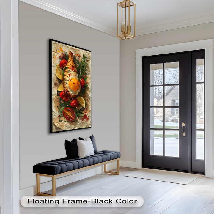 Spiegelei und Brathähnchen mit Kräutern - Food Painting