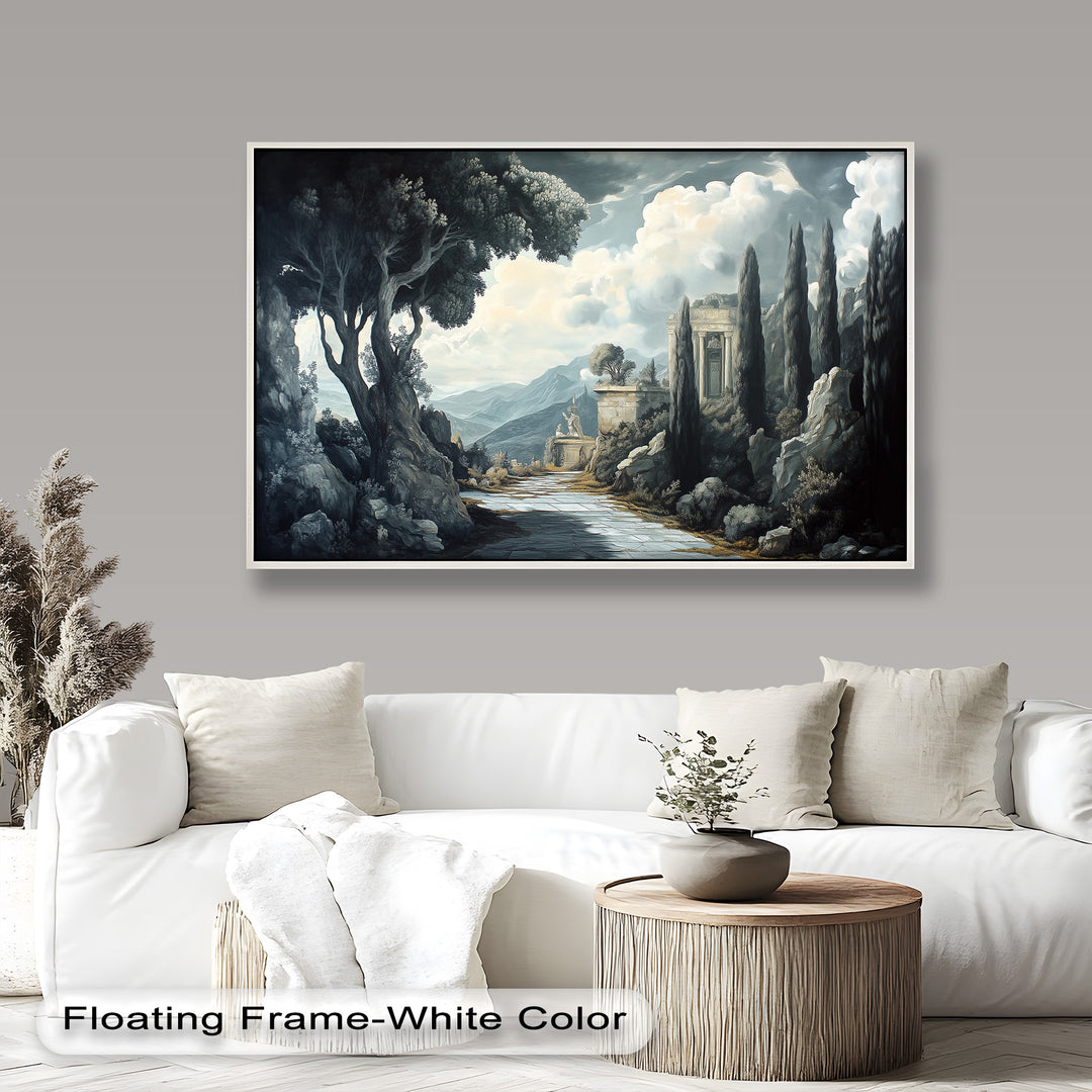Ancient Pathway to the Temple – Dramatic Classical Landscape Oil Painting