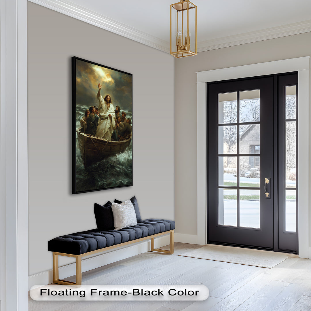 Jesus Calming the Storm Wall Art – Religious Oil Painting
