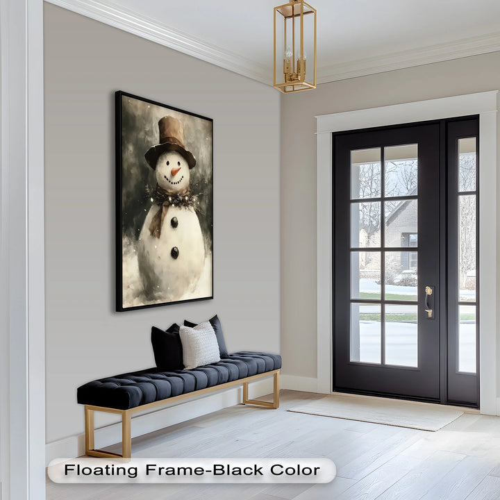Frosty Cheer – Snowman in Winter Wonderland Oil Painting - MyPhotoStation