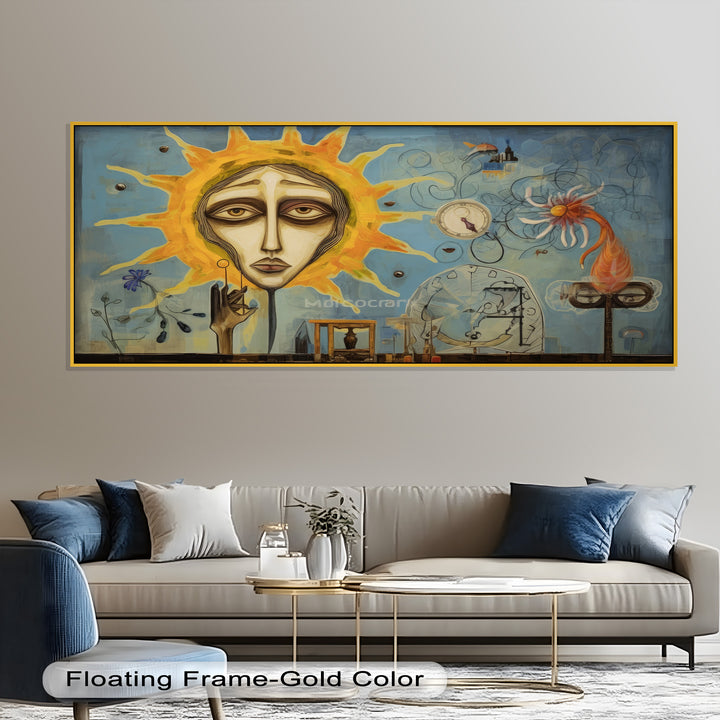 Solar Mindscape – Surreales Sonnengesicht-Ölgemälde von Picasso