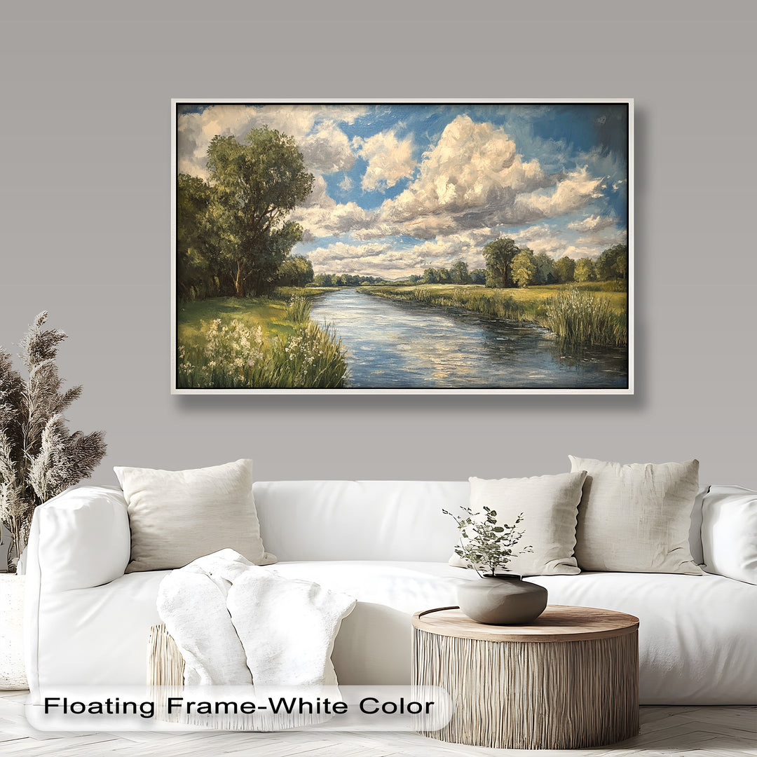 Ruhige Flusslandschaft – Moderne Natur-Ölgemälde
