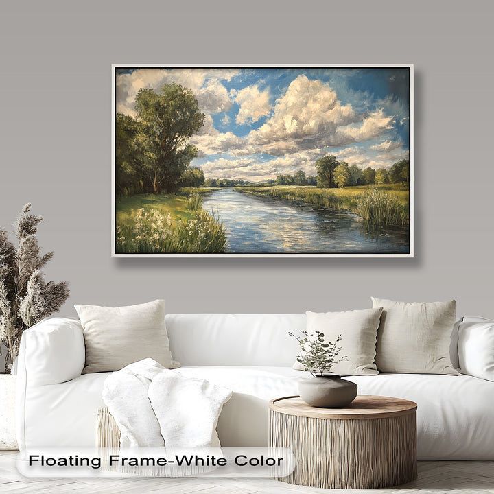 Ruhige Flusslandschaft – Moderne Natur-Ölgemälde