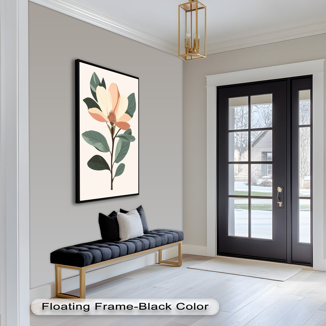 Minimal Magnolia – Elegantes botanisches Ölgemälde