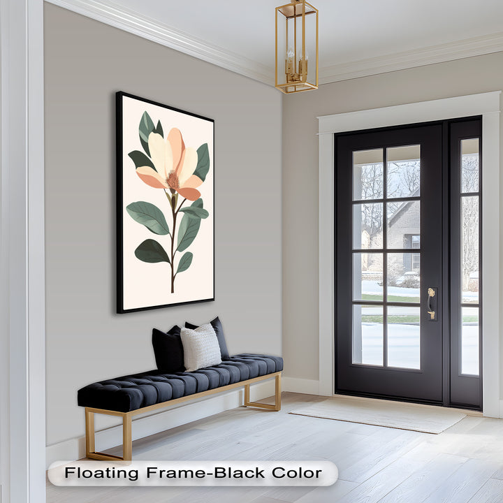Minimal Magnolia – Elegantes botanisches Ölgemälde