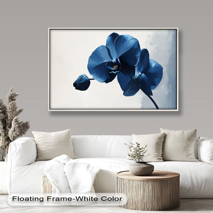 Blue Orchid Wall Art – Modern Floral Oil Painting