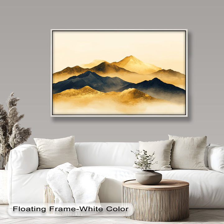 Gold &amp; Black Mountains – Modernes Ölgemälde