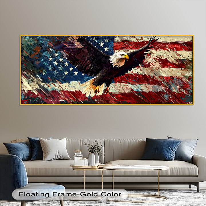 Soaring Freedom – Patriotic Eagle Oil Painting