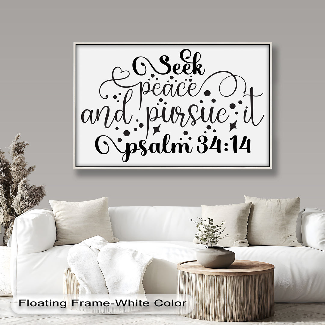 Inspirational Psalm Oil Painting – “Seek Peace and Pursue It” Religious Wall Art
