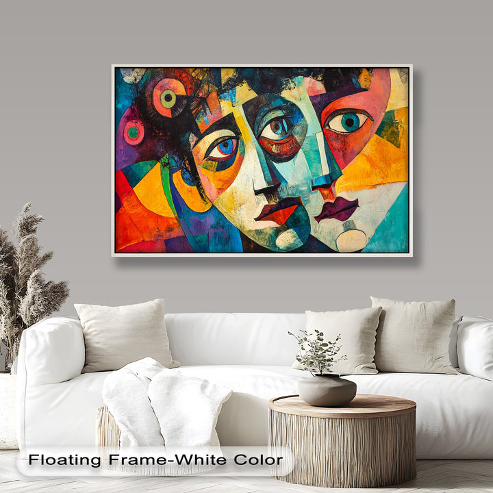 Entwined Visions Oil Painting – Fauvist Dual-Face Expressionism