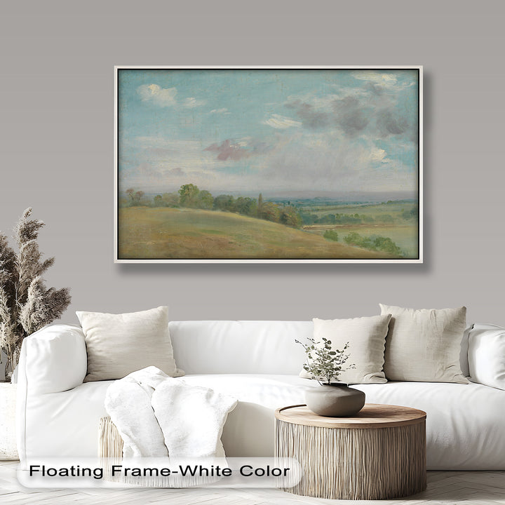 Vintage Landscape Framed Art – Rolling Hills Oil Painting