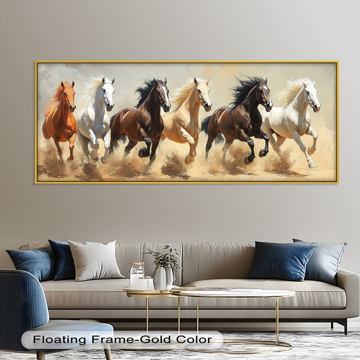 Thundering Harmony – Multicolor Horses Oil Painting