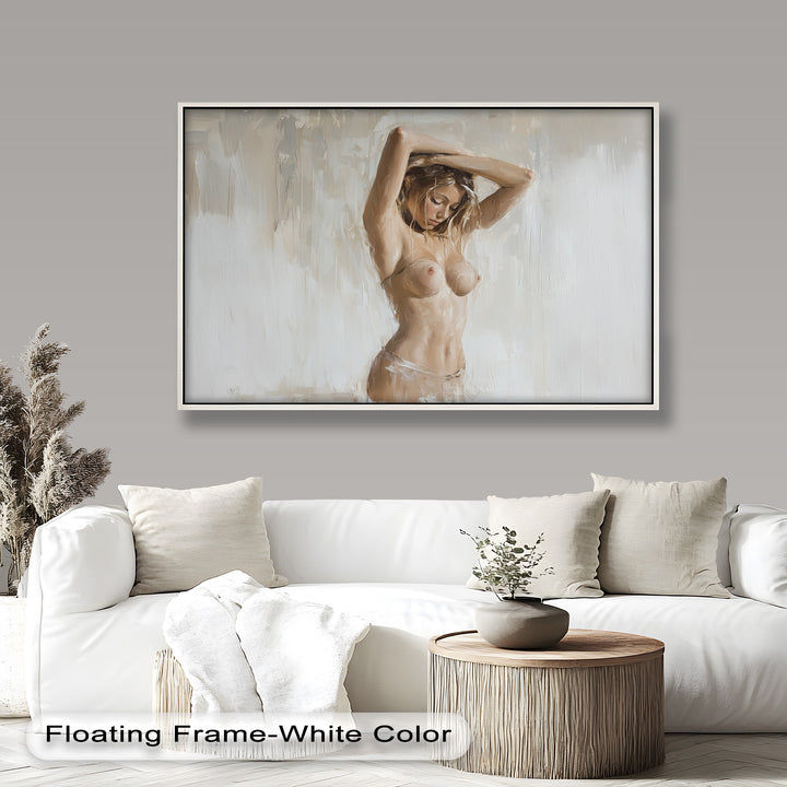 Still Grace – Serene Nude in Soft Neutral Oil Painting