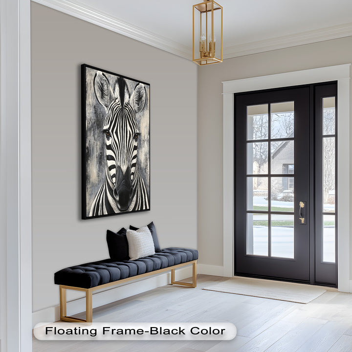 Zebra Portrait – Bold Black and White Animal Oil Painting