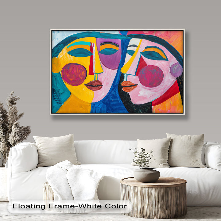 Unified Gaze – Vibrant Dual Portrait Picasso Oil Painting