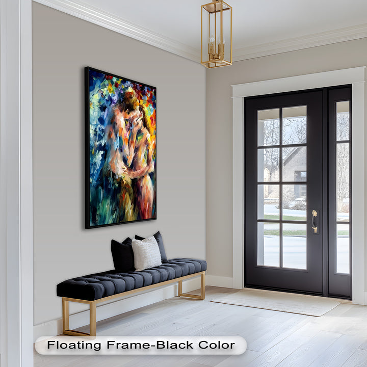Ethereal Embrace – Abstract Lovers in a Burst of Color Oil Painting