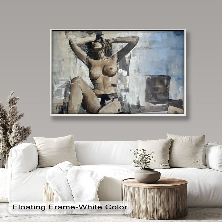 Urban Solitude – Contemporary Nude Oil Painting in Monochrome Hues
