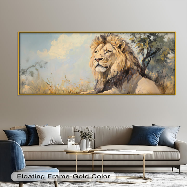 Lion Beneath African Sky - Animal Oil Painting