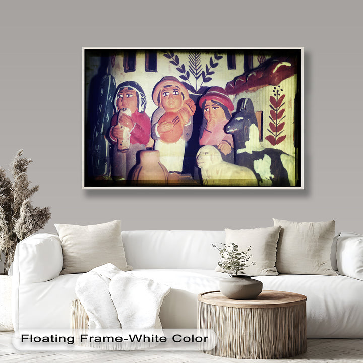 Village Harmony – Folk Clay Figures with Rustic Charm Oil Painting