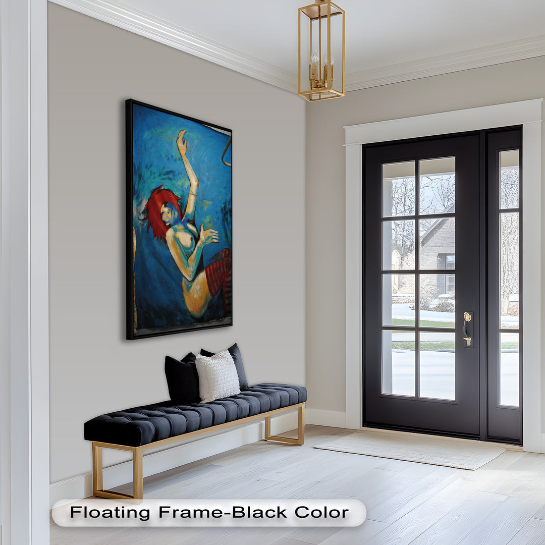 Descent in Blue – Expressionist Female Nude Picasso Oil Painting