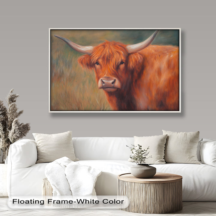 Highland Cow Oil Painting – Warm Animal Wall Art