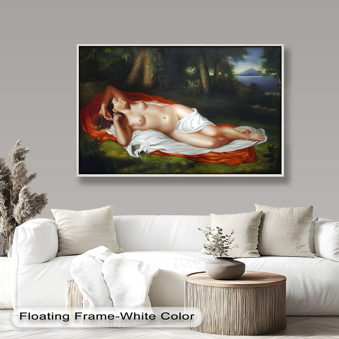 Goddess of the Grove – Renaissance Nude Reclining in Nature Oil Painting