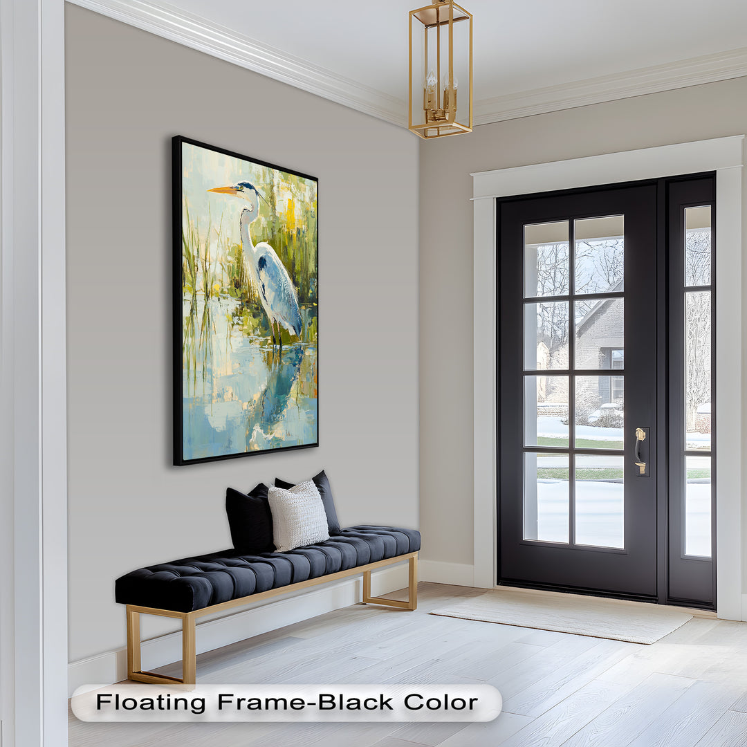 Reflections of Grace – Heron in Wetlands Oil Painting