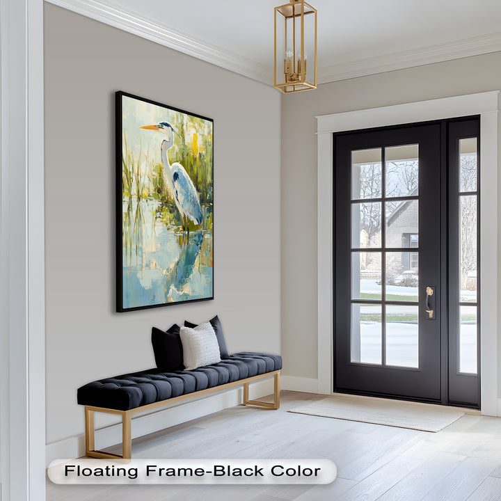 Reflections of Grace – Heron in Wetlands Oil Painting