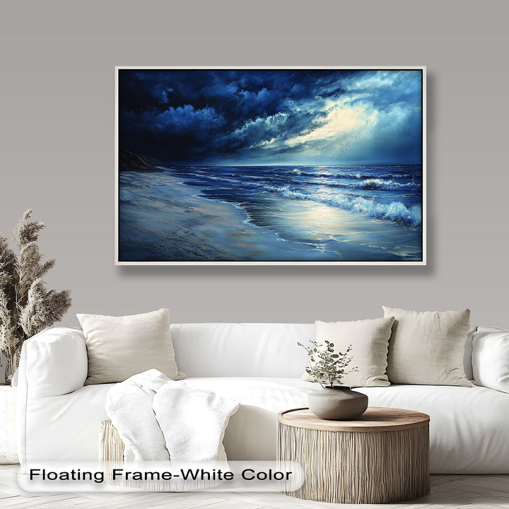 Ocean Wall Art - Stormy Night Seascape Oil Painting