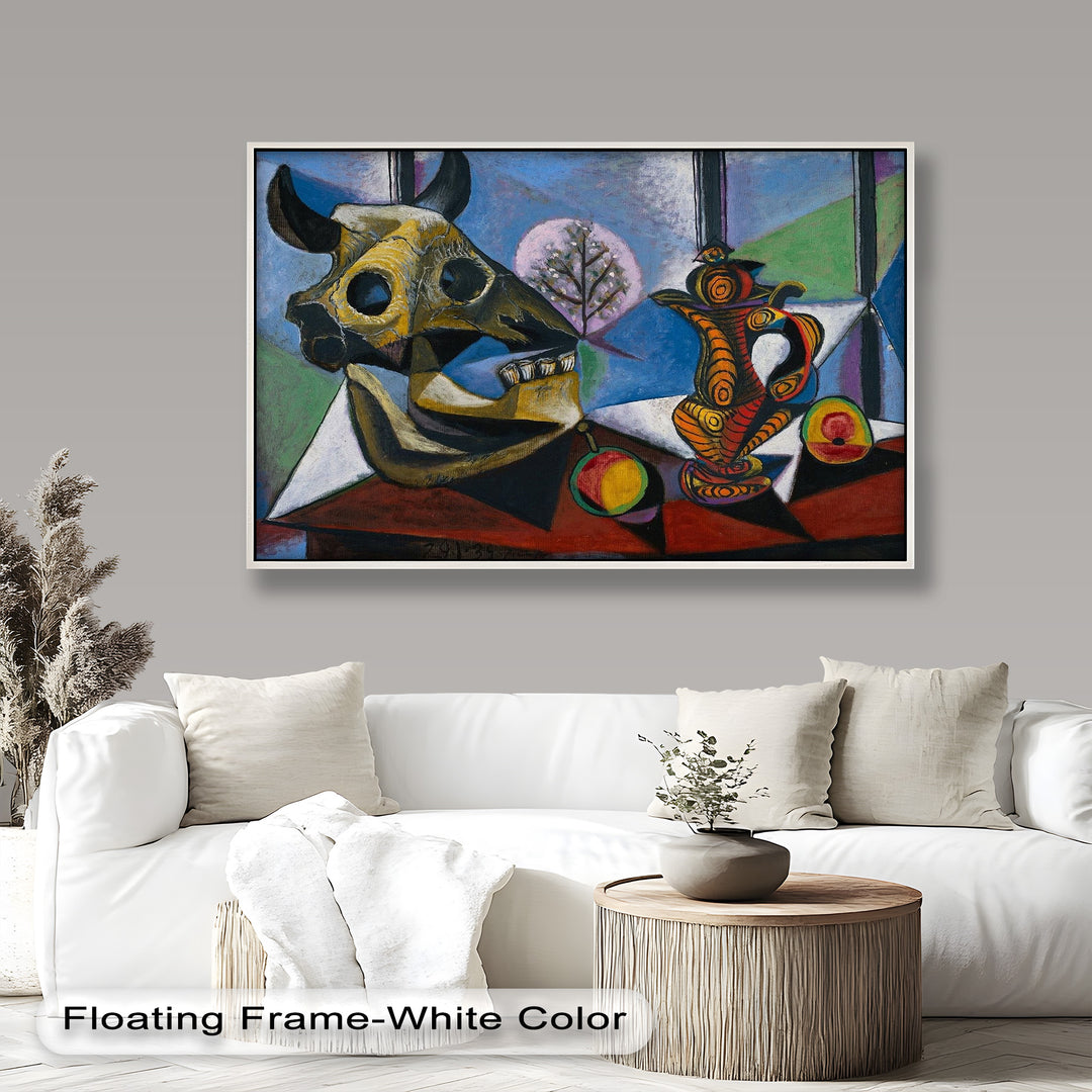 Stillleben mit Totenkopf und Krug – Symbolisches kubistisches Picasso-Ölgemälde