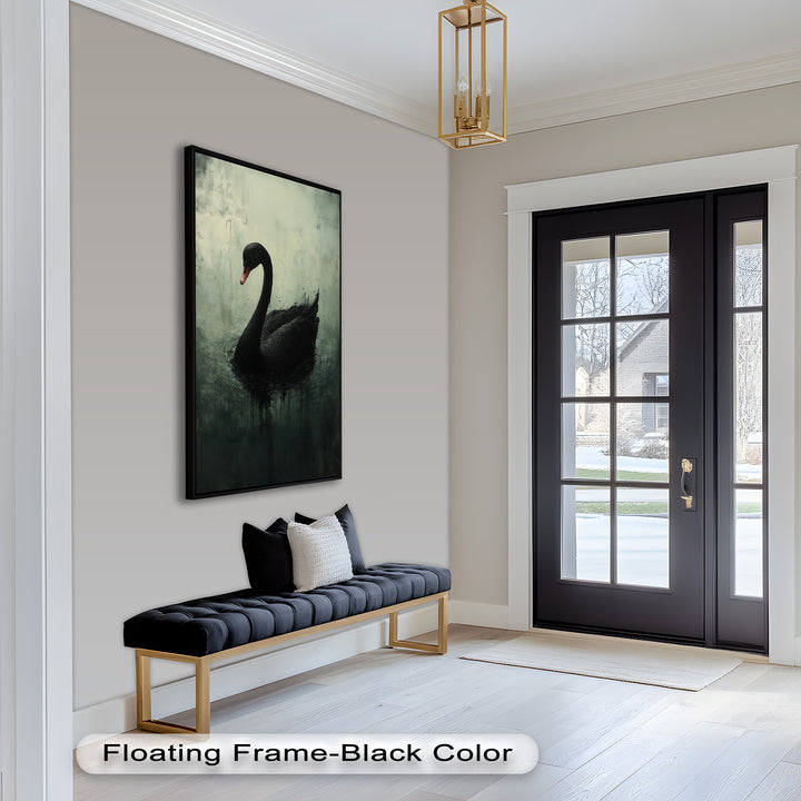 Solitary Grace – Moody Black Swan Oil Painting