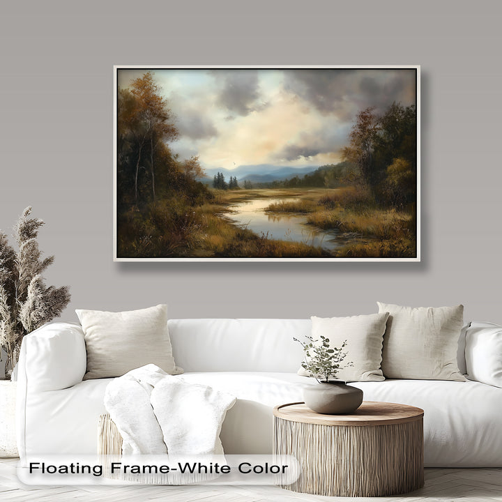 Goldene Ruhe in der Abenddämmerung – Ölgemälde aus dem Hudson River Valley