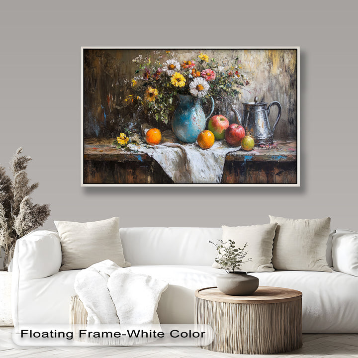 Vintage Floral & Fruit  – Still Life Art Oil Painting