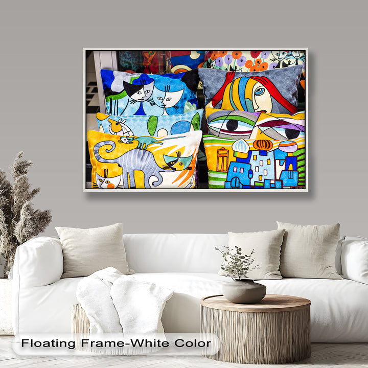 Colorful Cubist Cat & Face Pillows – Picasso Oil Painting
