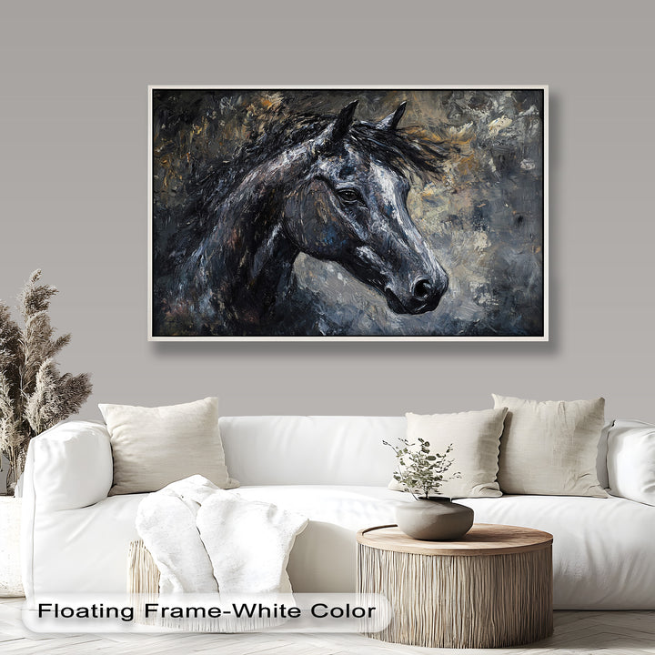 Black Horse Portrait - Animal Oil Painting