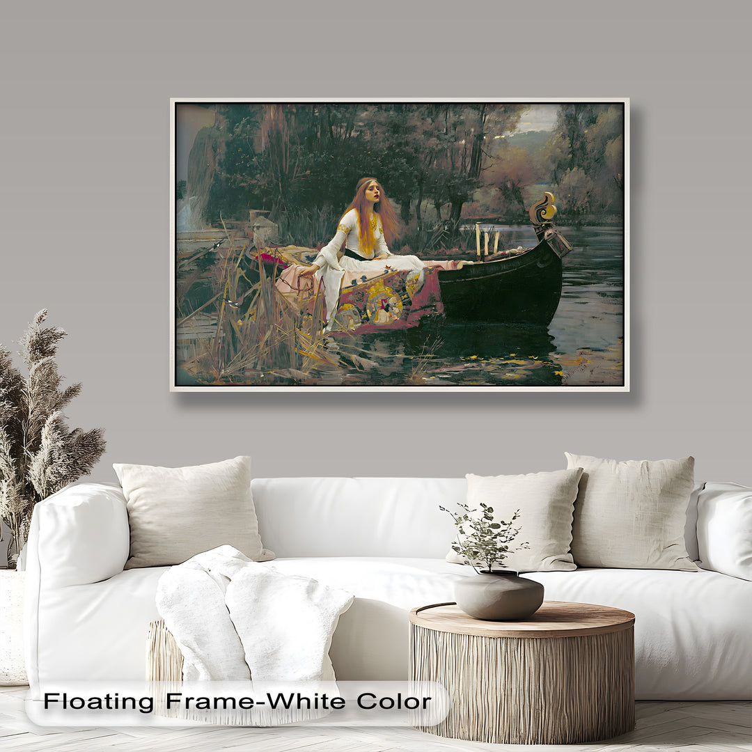 The Lady of Shalott – Romantic River Journey Historic Oil Painting